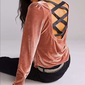 Anthropologie Open Back Velvet Top